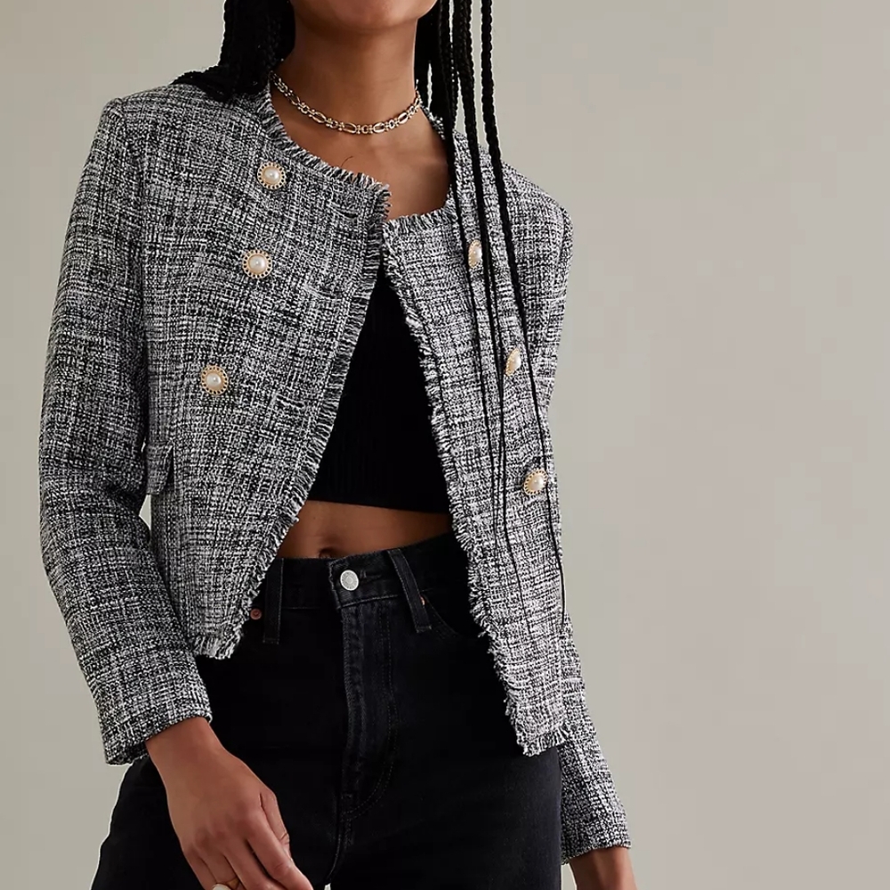 Maeve Double-Breasted Tweed Jacket Anthropologie (10) - Picture 1 of 16